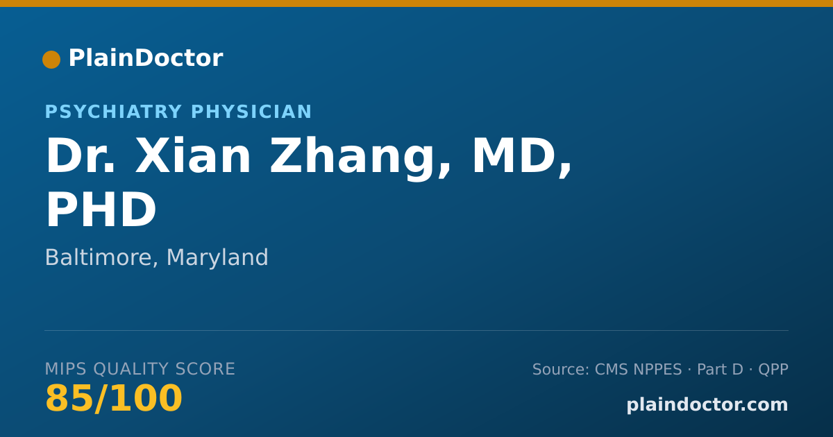 Shareable card for Xian Zhang, MD, PHD - Psychiatry Physician, Baltimore, MD