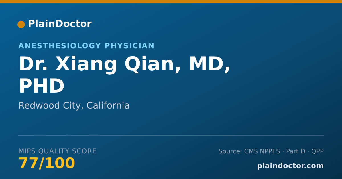 Shareable card for Xiang Qian, MD, PHD - Anesthesiology Physician, Redwood City, CA