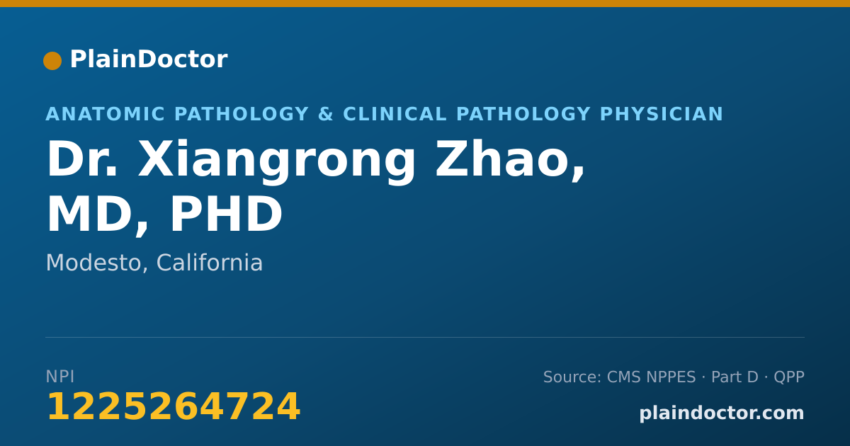 Shareable card for Xiangrong Zhao, MD, PHD - Anatomic Pathology & Clinical Pathology Physician, Modesto, CA