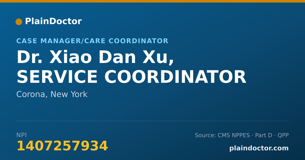 Shareable card for Xiao Dan Xu, SERVICE COORDINATOR - Case Manager/Care Coordinator, Corona, NY