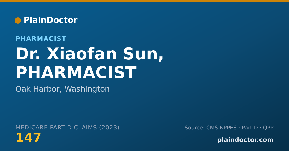 Shareable card for Xiaofan Sun, PHARMACIST - Pharmacist, Oak Harbor, WA