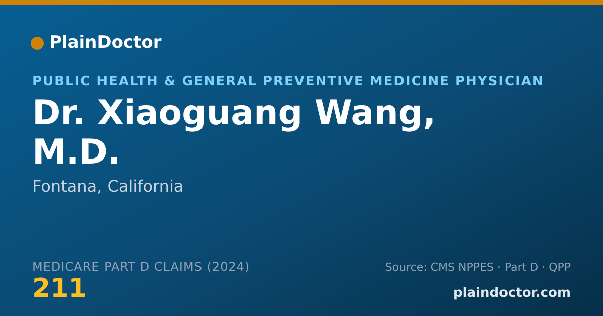 Shareable card for Xiaoguang Wang, M.D. - Public Health & General Preventive Medicine Physician, Fontana, CA