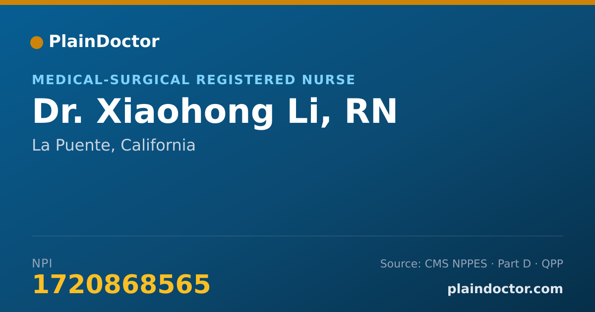 Shareable card for Xiaohong Li, RN - Medical-Surgical Registered Nurse, La Puente, CA