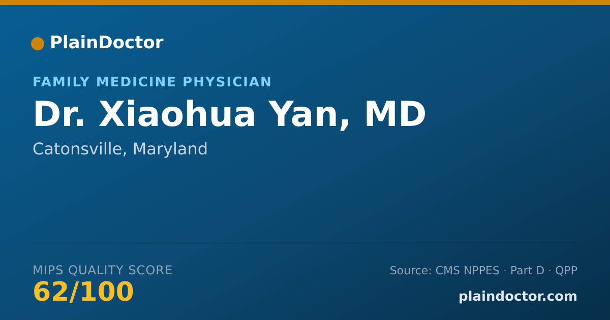 Shareable card for Xiaohua Yan, MD - Family Medicine Physician, Catonsville, MD