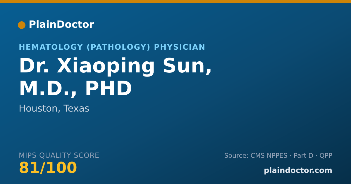 Shareable card for Xiaoping Sun, M.D., PHD - Hematology (Pathology) Physician, Houston, TX