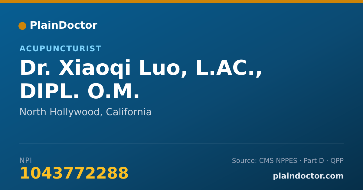 Shareable card for Xiaoqi Luo, L.AC., DIPL. O.M. - Acupuncturist, North Hollywood, CA