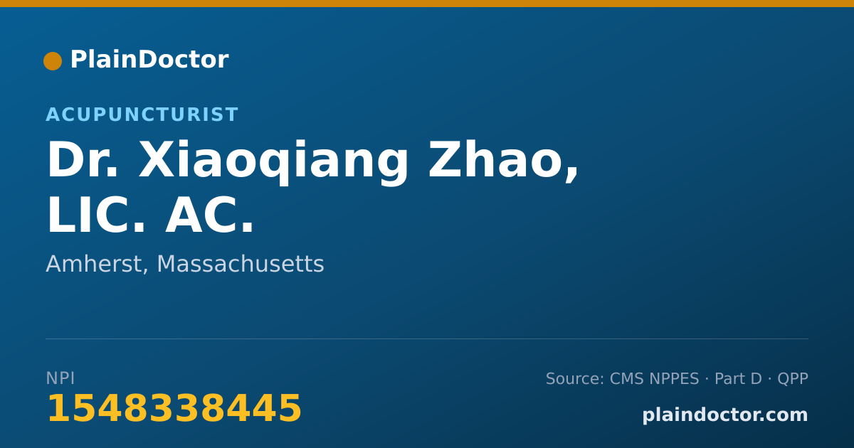 Shareable card for Xiaoqiang Zhao, LIC. AC. - Acupuncturist, Amherst, MA