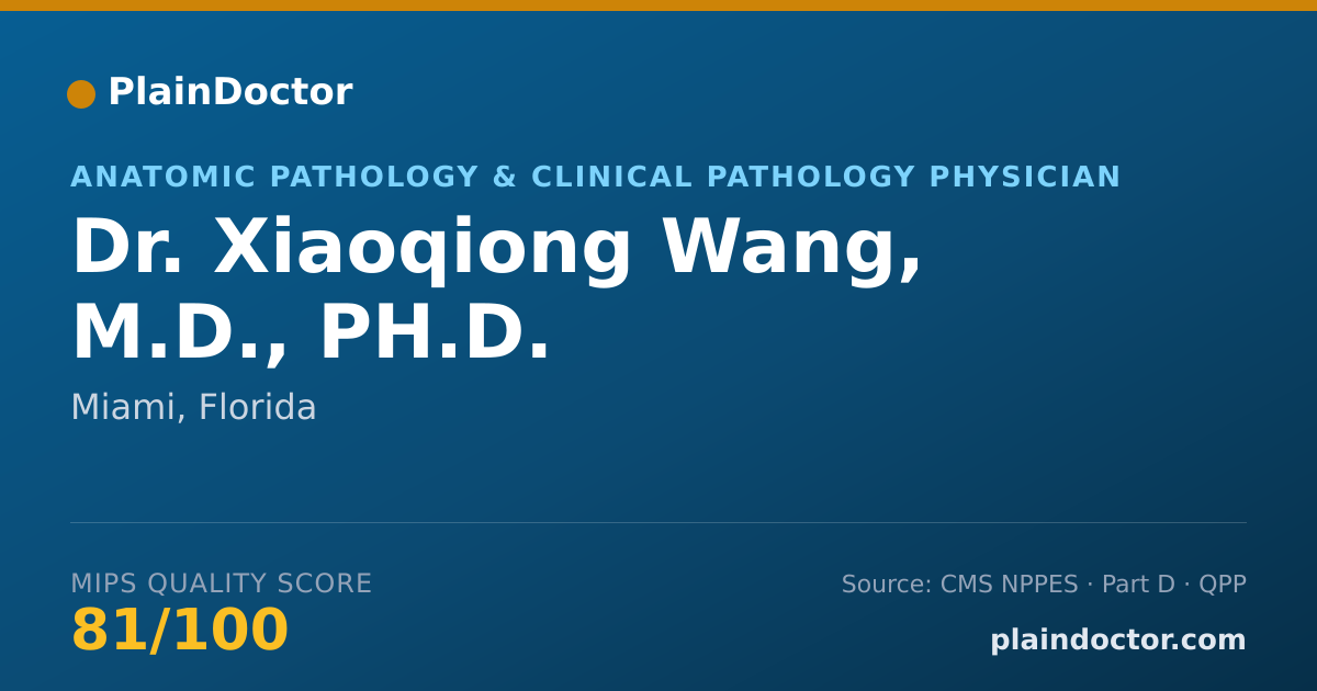 Shareable card for Xiaoqiong Wang, M.D., PH.D. - Anatomic Pathology & Clinical Pathology Physician, Miami, FL