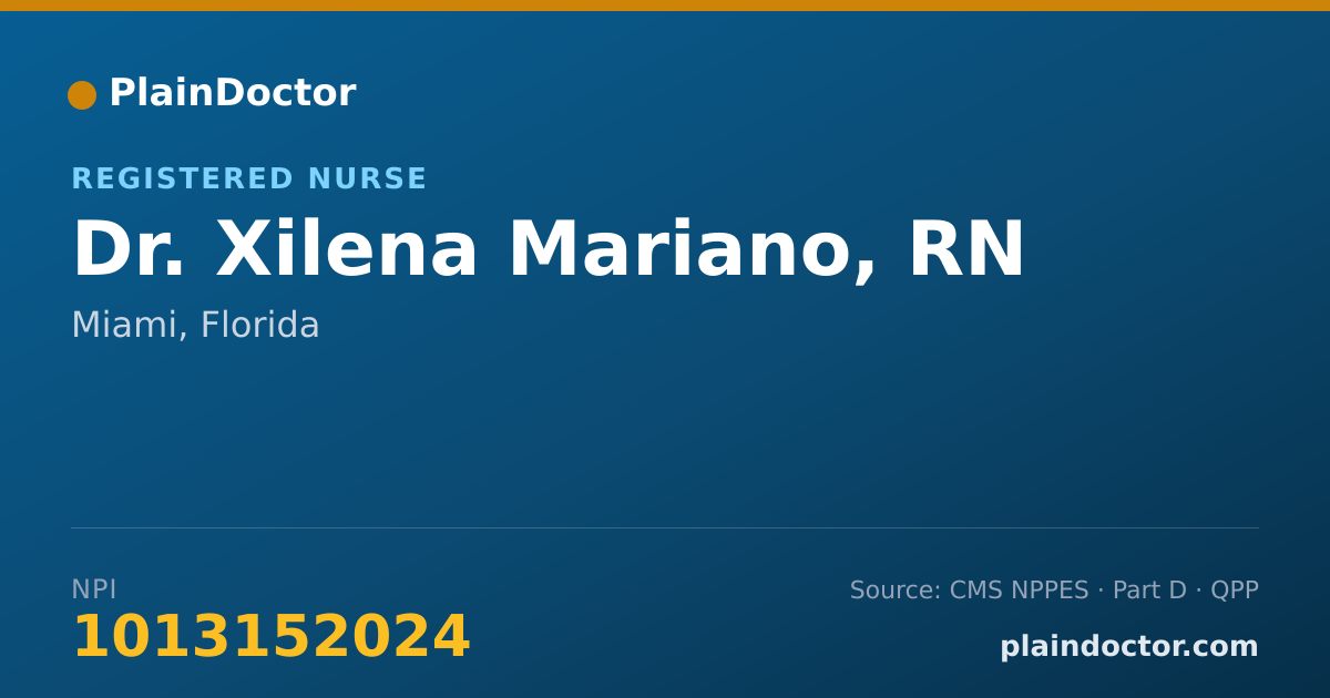 Shareable card for Xilena Mariano, RN - Registered Nurse, Miami, FL