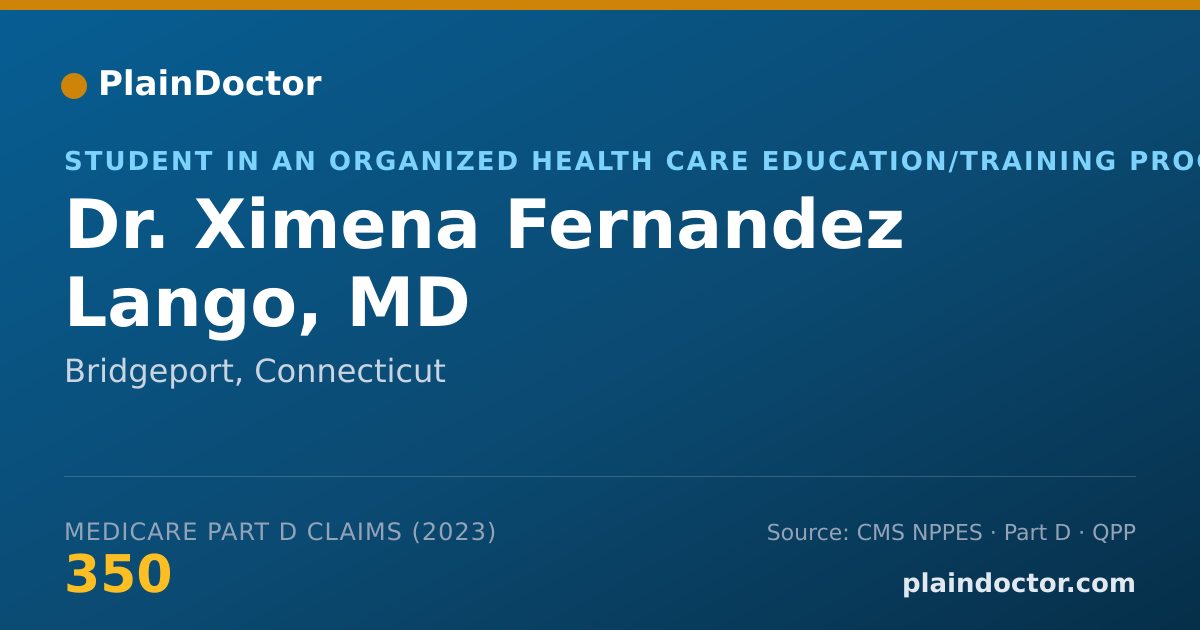 Shareable card for Ximena Fernandez Lango, MD - Student in an Organized Health Care Education/Training Program, Bridgeport, CT