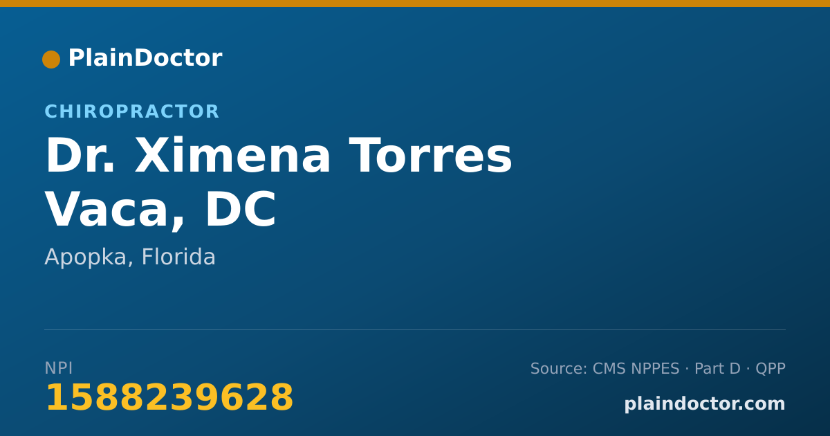Shareable card for Ximena Torres Vaca, DC - Chiropractor, Apopka, FL