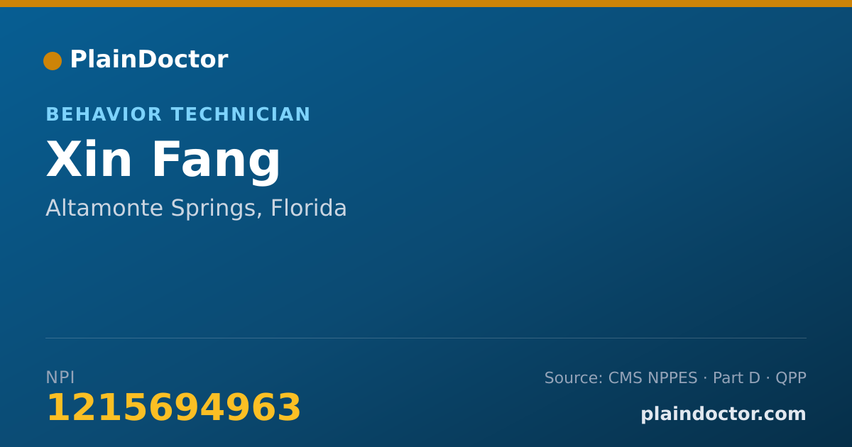 Shareable card for Xin Fang - Behavior Technician, Altamonte Springs, FL