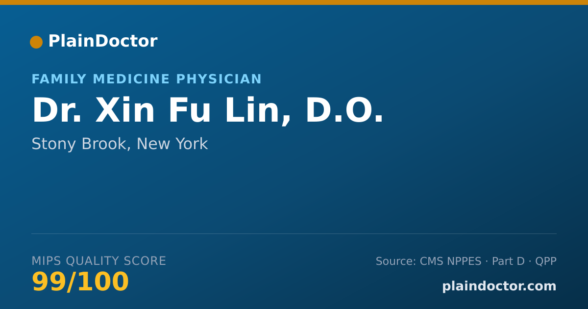 Shareable card for Xin Fu Lin, D.O. - Family Medicine Physician, Stony Brook, NY