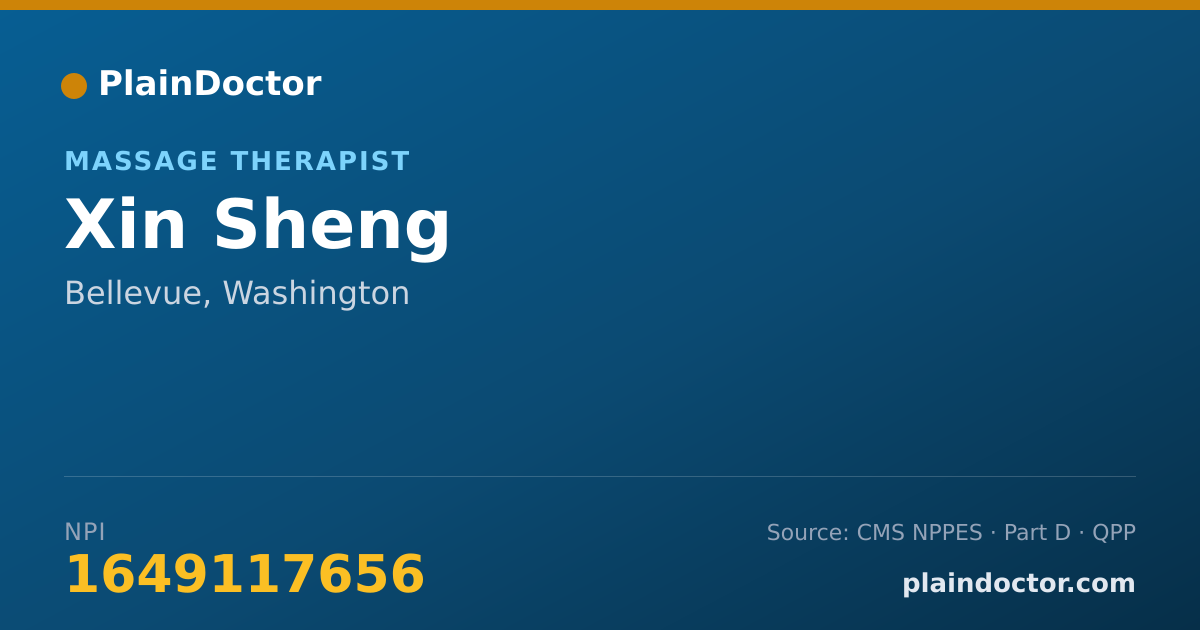 Shareable card for Xin Sheng - Massage Therapist, Bellevue, WA