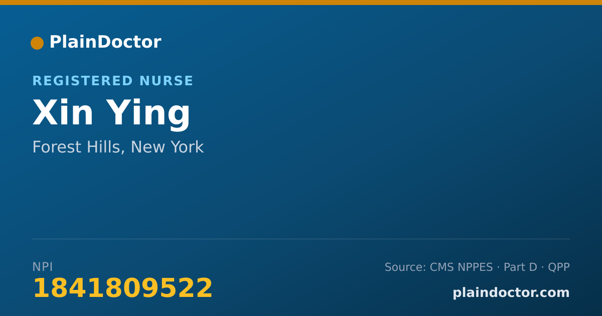 Shareable card for Xin Ying - Registered Nurse, Forest Hills, NY