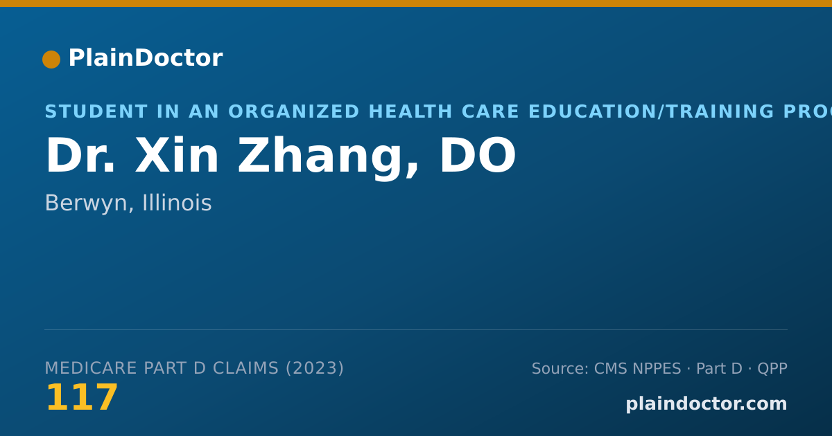 Shareable card for Xin Zhang, DO - Student in an Organized Health Care Education/Training Program, Berwyn, IL