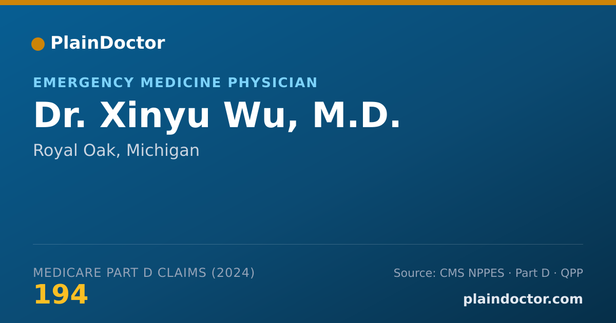 Shareable card for Xinyu Wu, M.D. - Emergency Medicine Physician, Royal Oak, MI