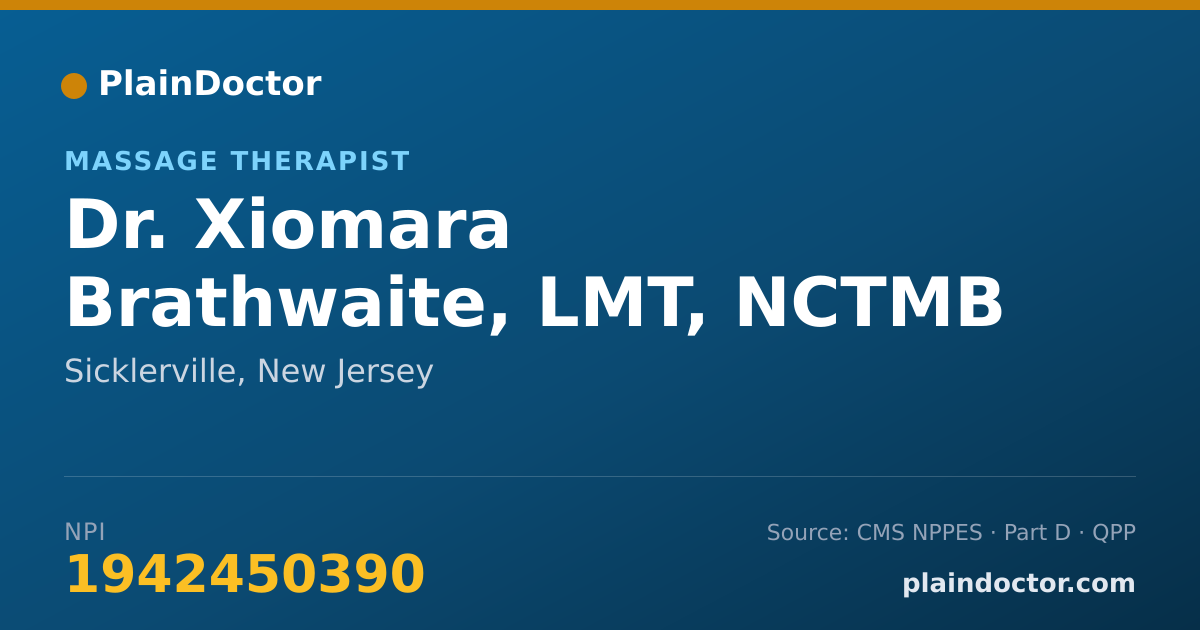 Shareable card for Xiomara Brathwaite, LMT, NCTMB - Massage Therapist, Sicklerville, NJ