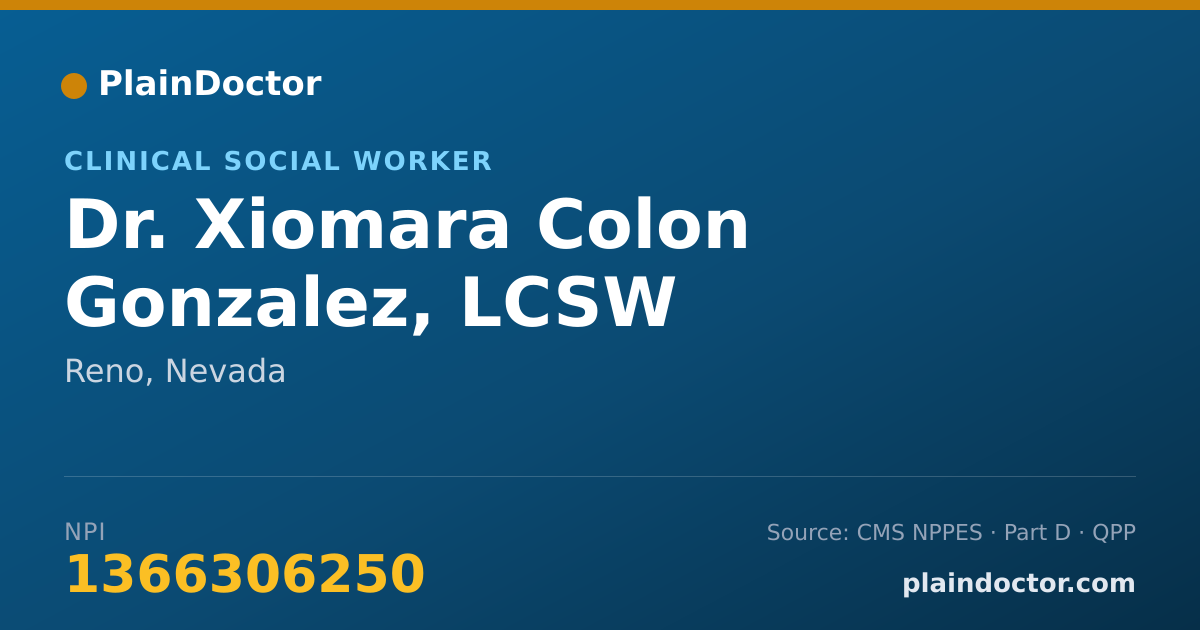 Shareable card for Xiomara Colon Gonzalez, LCSW - Clinical Social Worker, Reno, NV