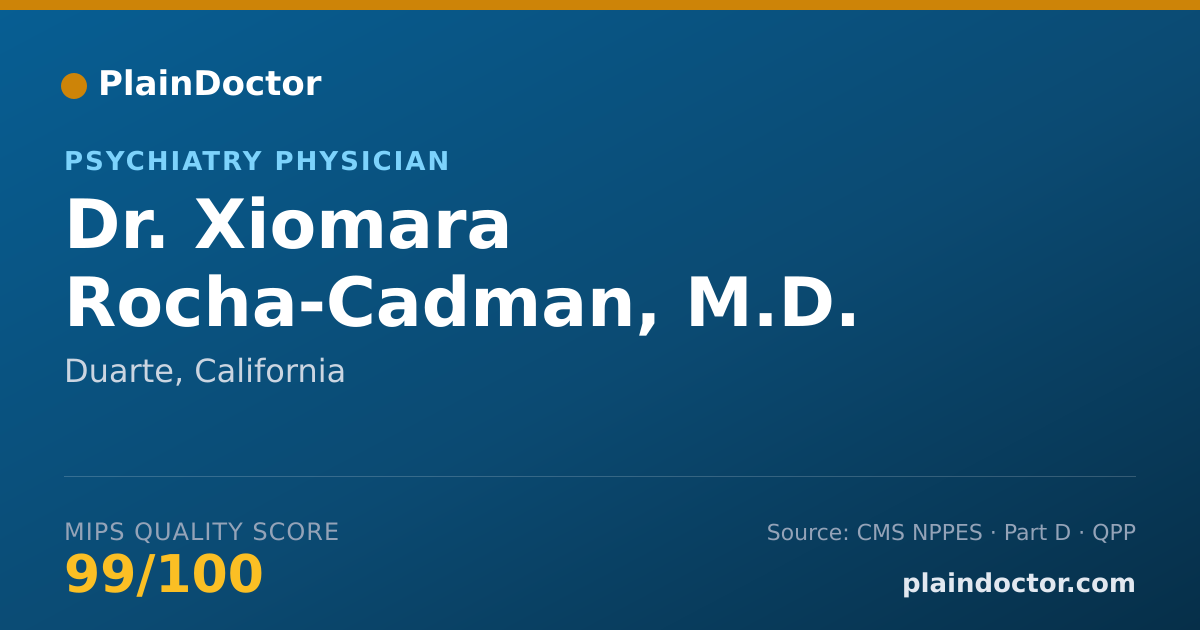 Shareable card for Xiomara Rocha-Cadman, M.D. - Psychiatry Physician, Duarte, CA