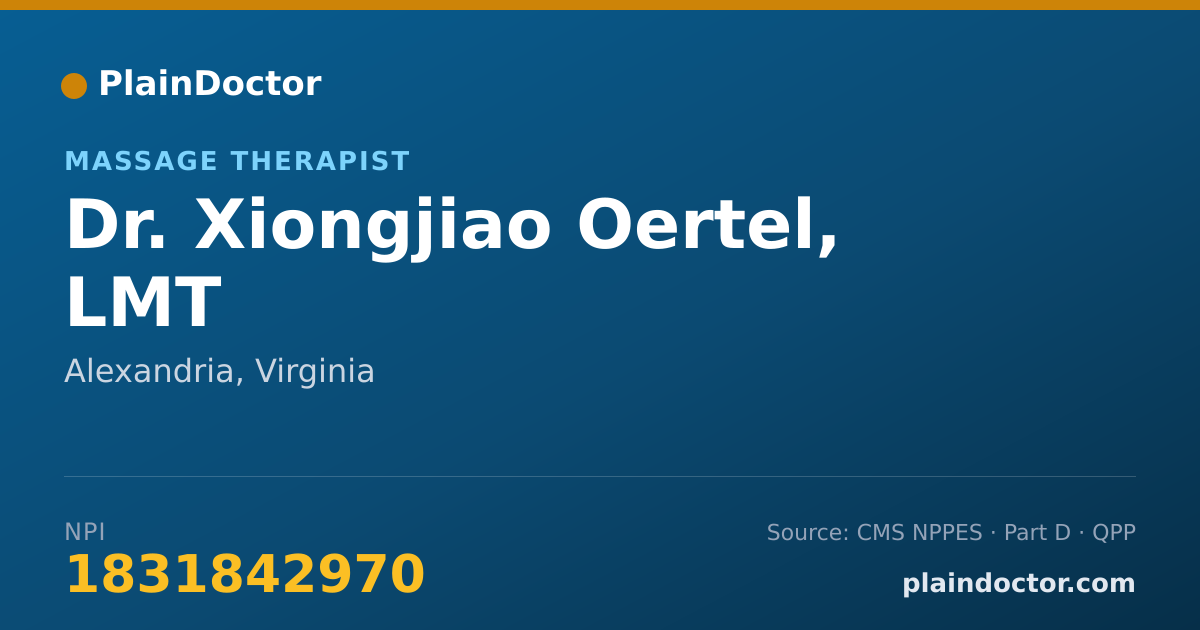 Shareable card for Xiongjiao Oertel, LMT - Massage Therapist, Alexandria, VA