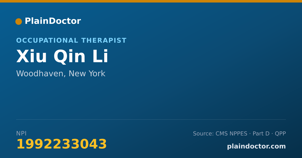 Shareable card for Xiu Qin Li - Occupational Therapist, Woodhaven, NY