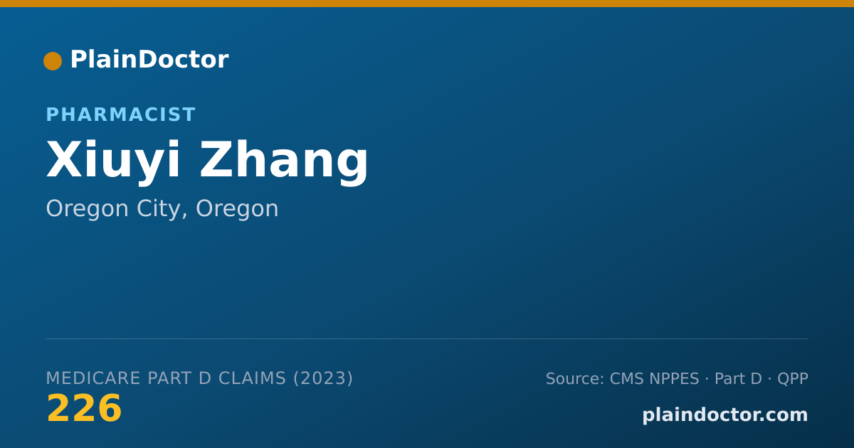 Shareable card for Xiuyi Zhang - Pharmacist, Oregon City, OR