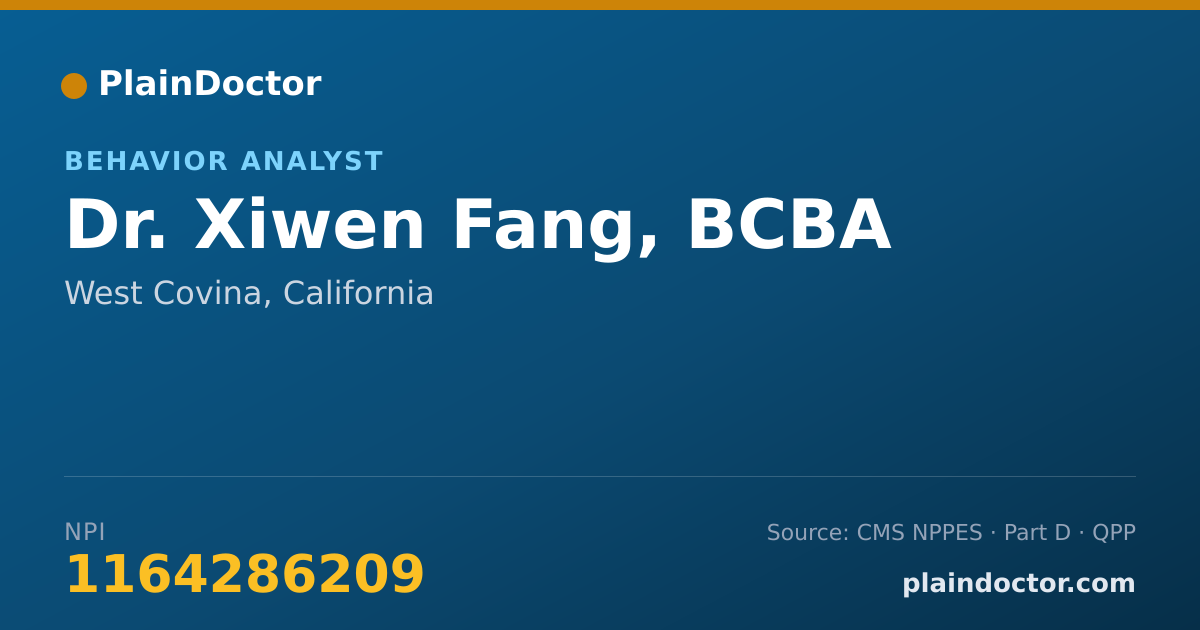 Shareable card for Xiwen Fang, BCBA - Behavior Analyst, West Covina, CA