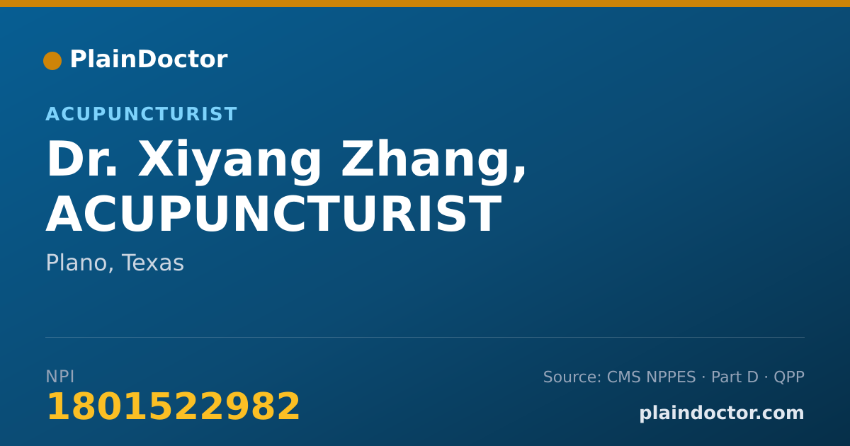 Shareable card for Xiyang Zhang, ACUPUNCTURIST - Acupuncturist, Plano, TX