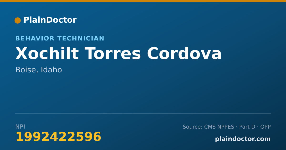 Shareable card for Xochilt Torres Cordova - Behavior Technician, Boise, ID
