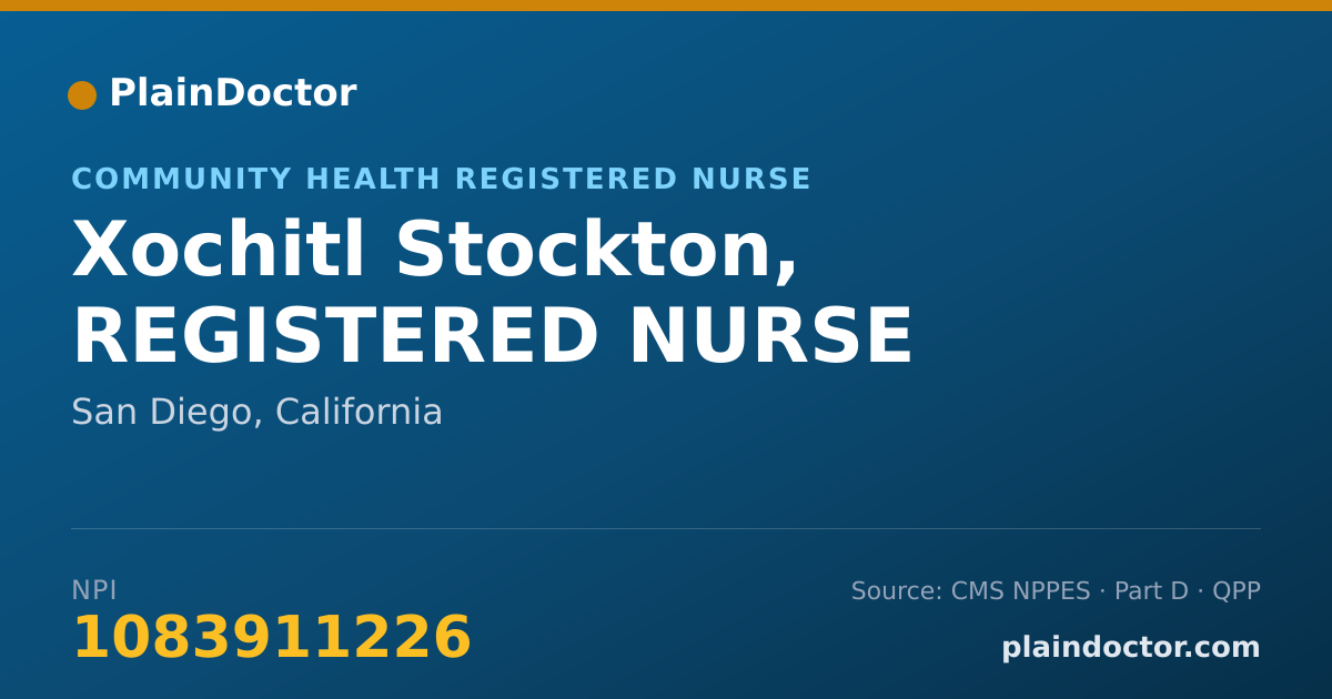 Shareable card for Xochitl Stockton, REGISTERED NURSE - Community Health Registered Nurse, San Diego, CA