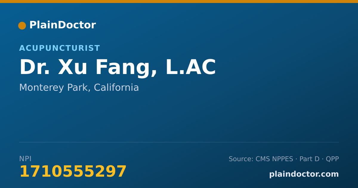 Shareable card for Xu Fang, L.AC - Acupuncturist, Monterey Park, CA