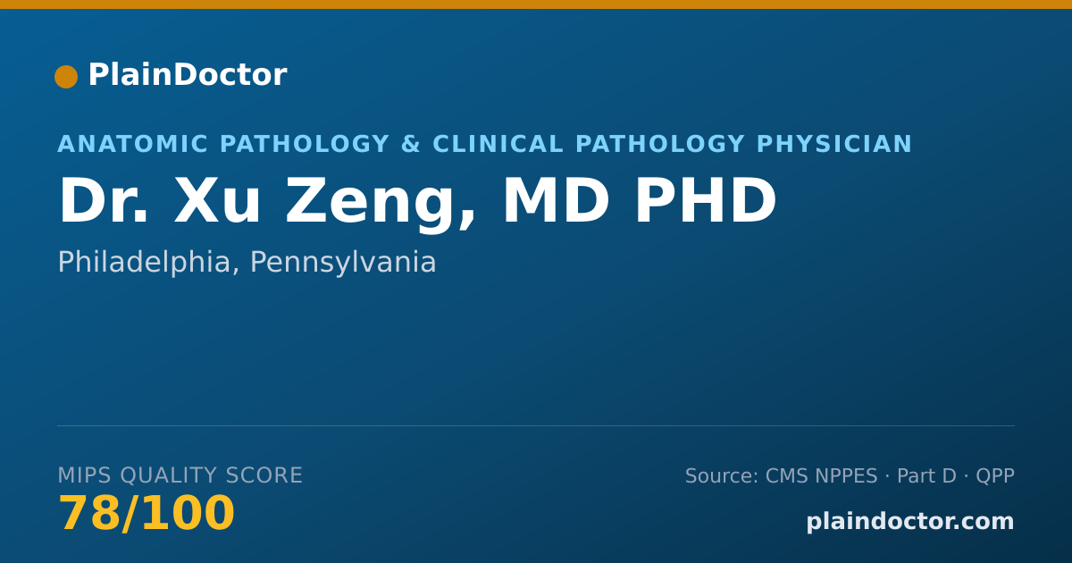 Shareable card for Xu Zeng, MD PHD - Anatomic Pathology & Clinical Pathology Physician, Philadelphia, PA