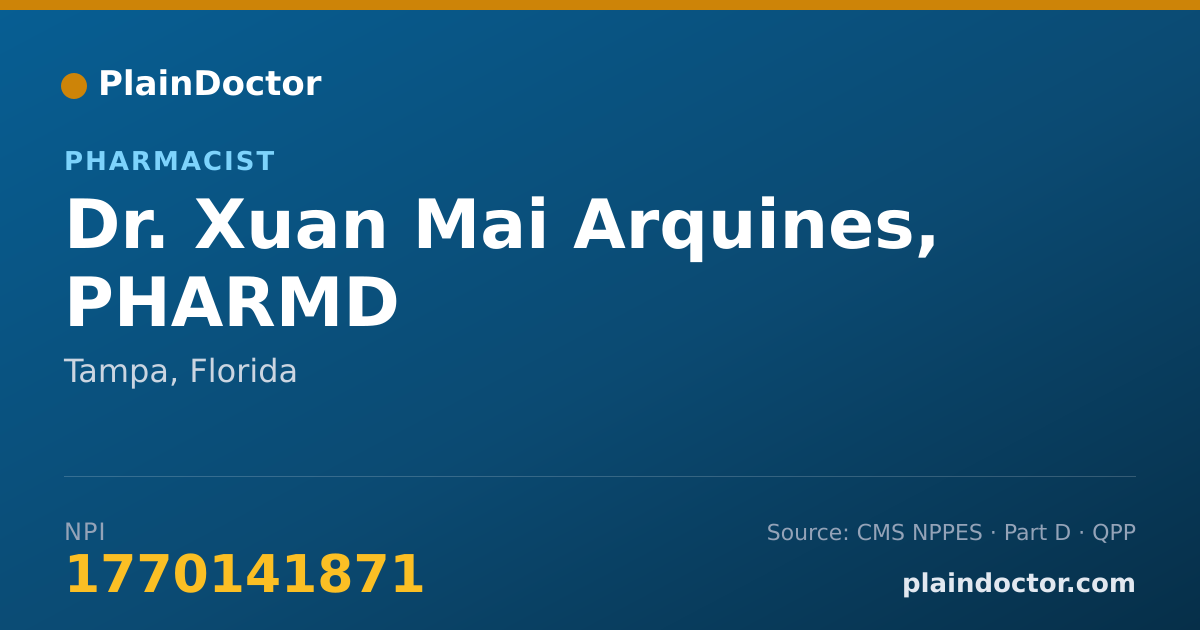 Shareable card for Xuan Mai Arquines, PHARMD - Pharmacist, Tampa, FL