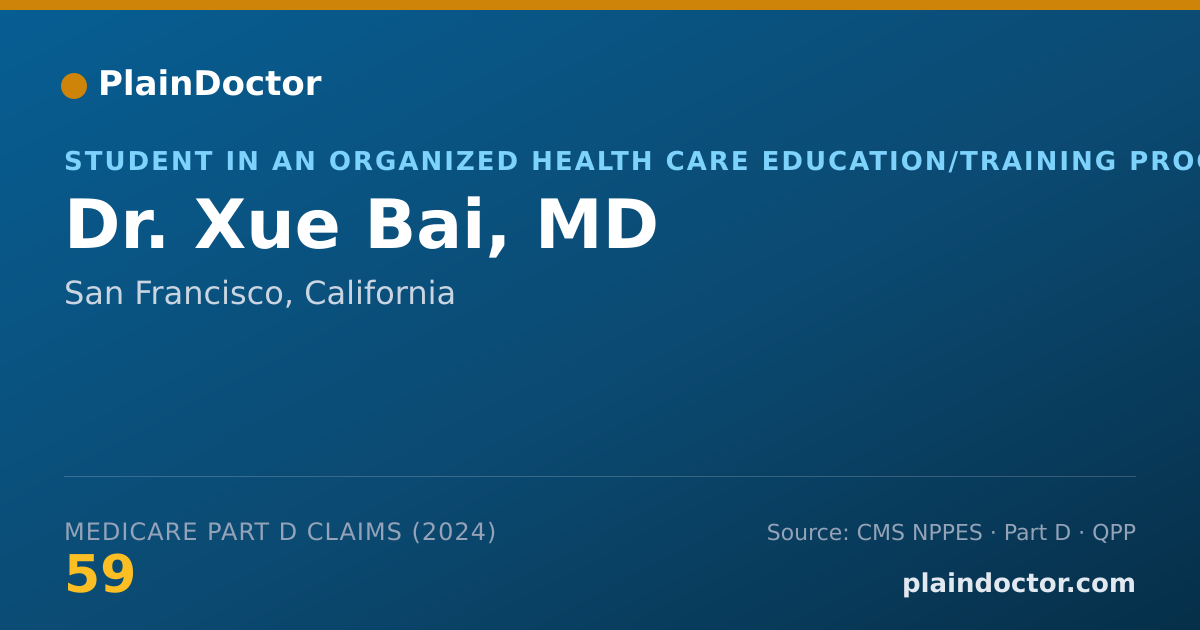 Shareable card for Xue Bai, MD - Student in an Organized Health Care Education/Training Program, San Francisco, CA