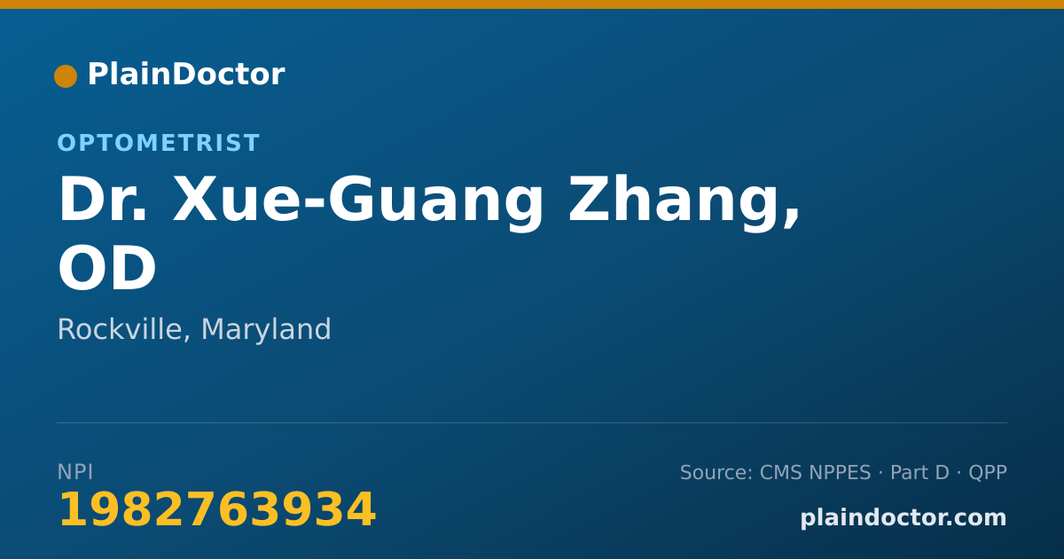 Shareable card for Xue-Guang Zhang, OD - Optometrist, Rockville, MD