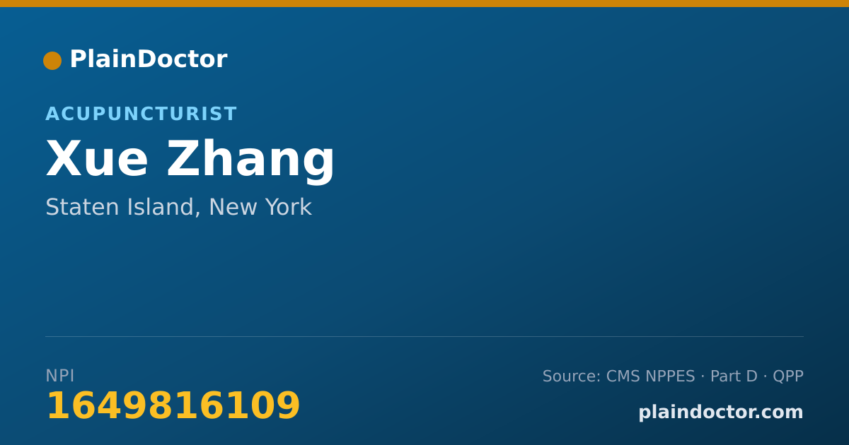 Shareable card for Xue Zhang - Acupuncturist, Staten Island, NY