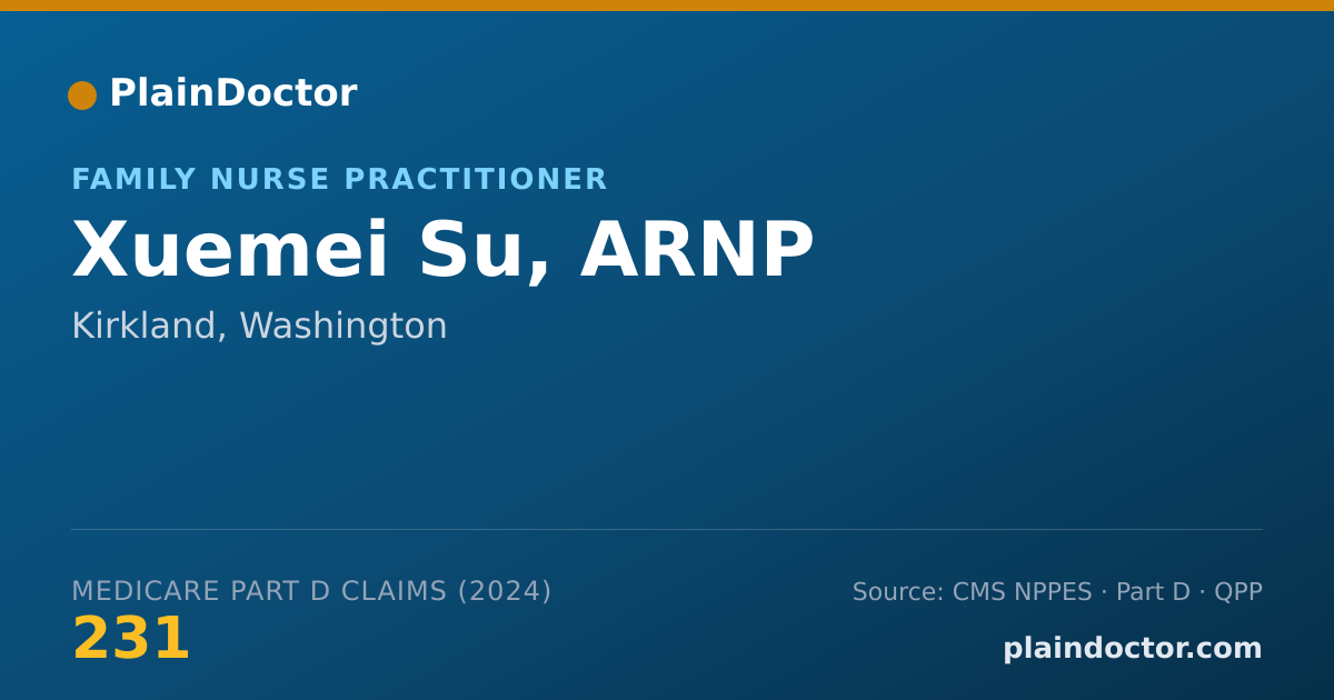 Shareable card for Xuemei Su, ARNP - Family Nurse Practitioner, Kirkland, WA