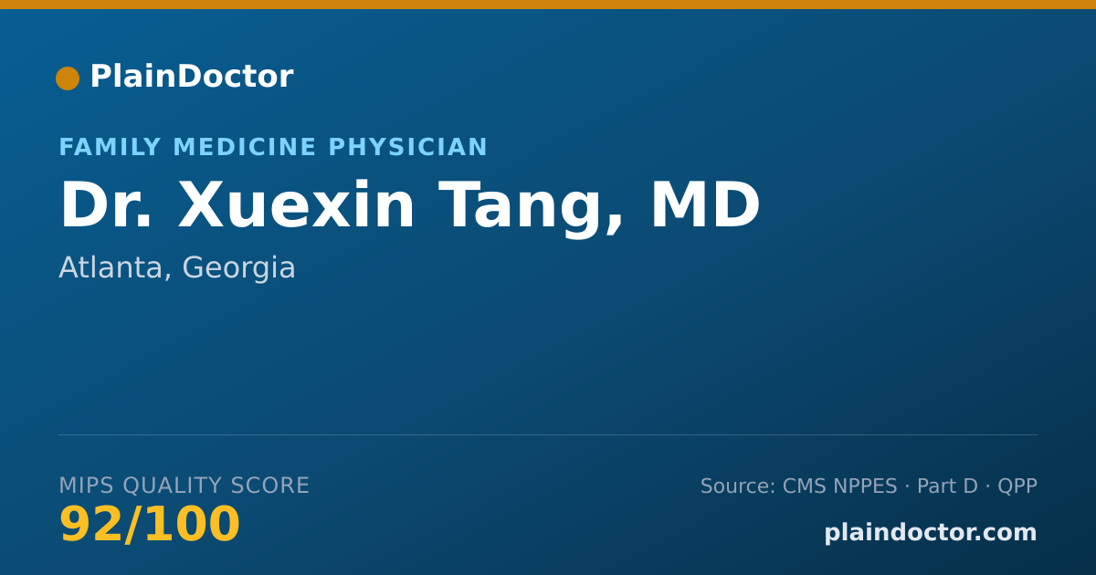 Shareable card for Xuexin Tang, MD - Family Medicine Physician, Atlanta, GA