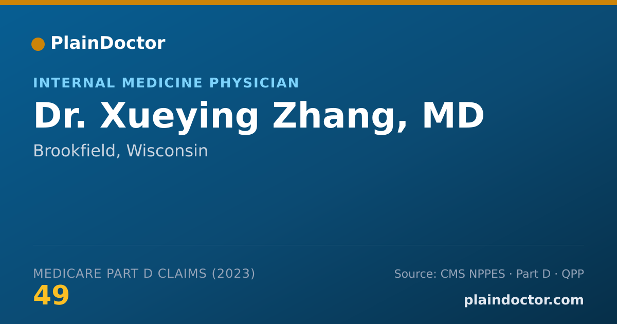 Shareable card for Xueying Zhang, MD - Internal Medicine Physician, Brookfield, WI
