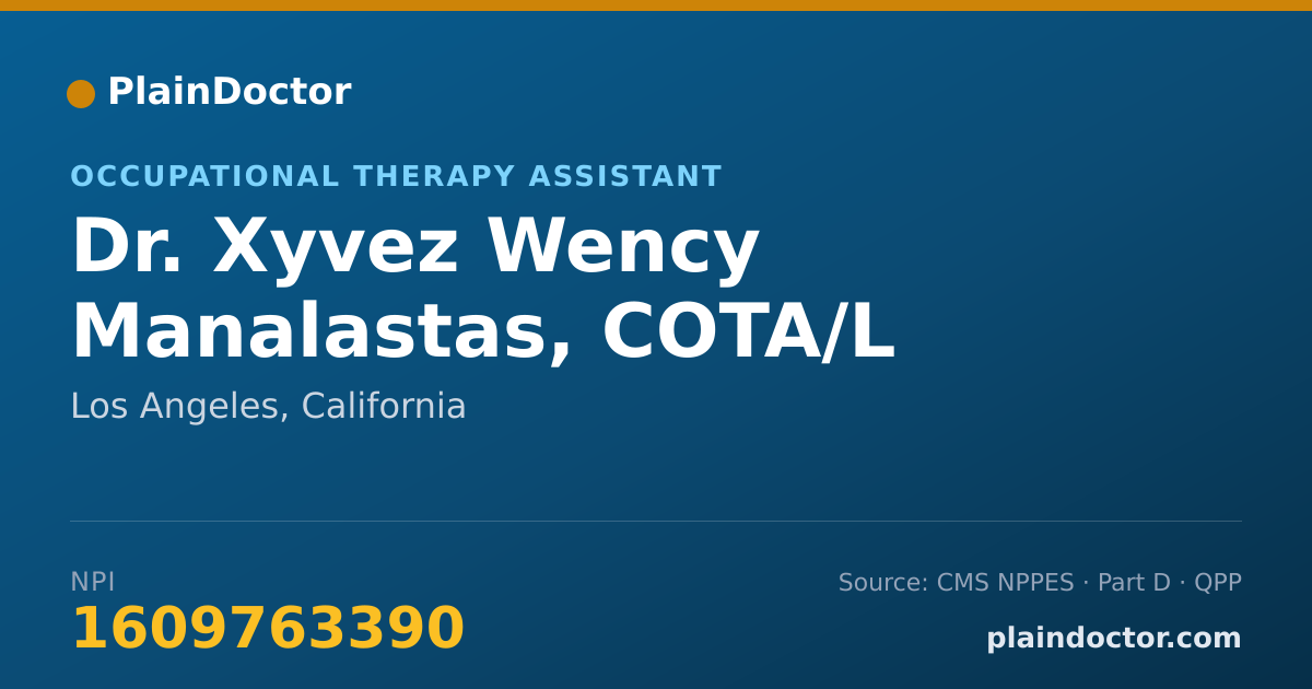Shareable card for Xyvez Wency Manalastas, COTA/L - Occupational Therapy Assistant, Los Angeles, CA