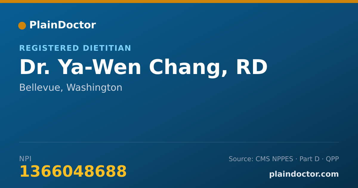Shareable card for Ya-Wen Chang, RD - Registered Dietitian, Bellevue, WA