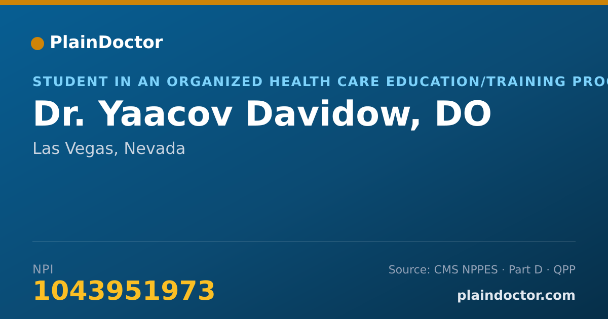 Shareable card for Yaacov Davidow, DO - Student in an Organized Health Care Education/Training Program, Las Vegas, NV