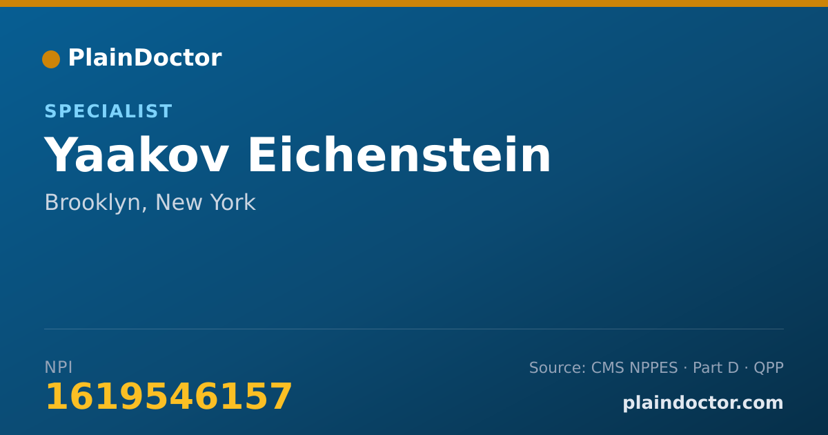 Shareable card for Yaakov Eichenstein - Specialist, Brooklyn, NY