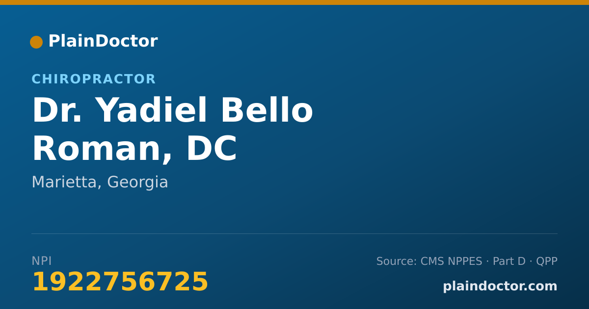 Shareable card for Yadiel Bello Roman, DC - Chiropractor, Marietta, GA