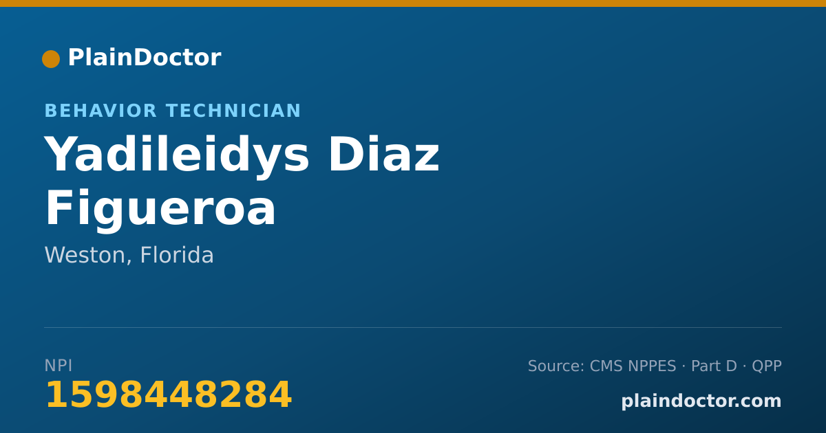 Shareable card for Yadileidys Diaz Figueroa - Behavior Technician, Weston, FL