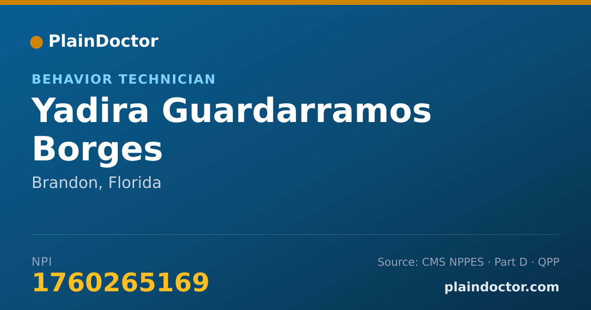 Shareable card for Yadira Guardarramos Borges - Behavior Technician, Brandon, FL