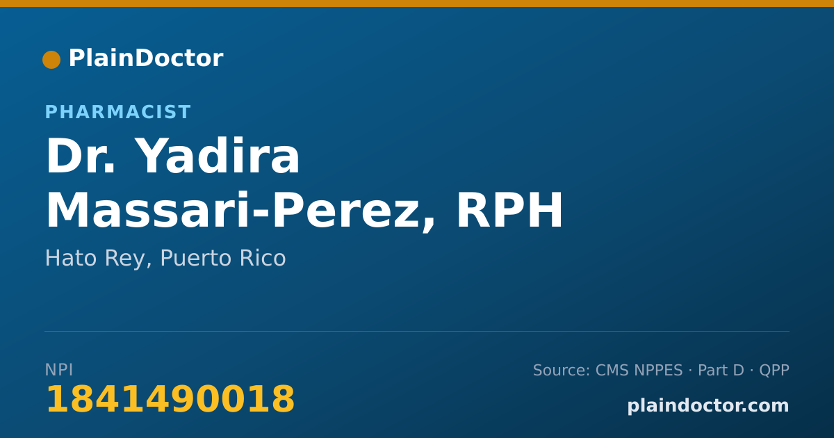 Shareable card for Yadira Massari-Perez, RPH - Pharmacist, Hato Rey, PR