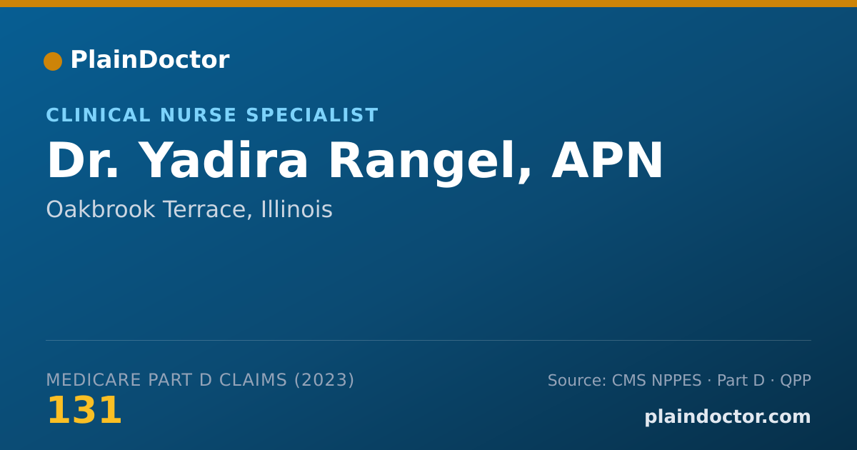 Shareable card for Yadira Rangel, APN - Clinical Nurse Specialist, Oakbrook Terrace, IL