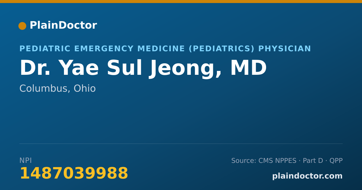 Shareable card for Yae Sul Jeong, MD - Pediatric Emergency Medicine (Pediatrics) Physician, Columbus, OH